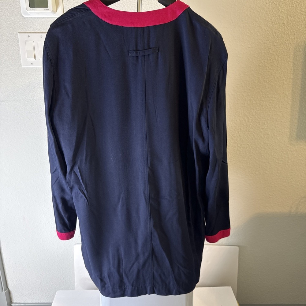 Vintage 80s 90s LizSport Cardigan Women's Navy with‎ Pink Trim Size M